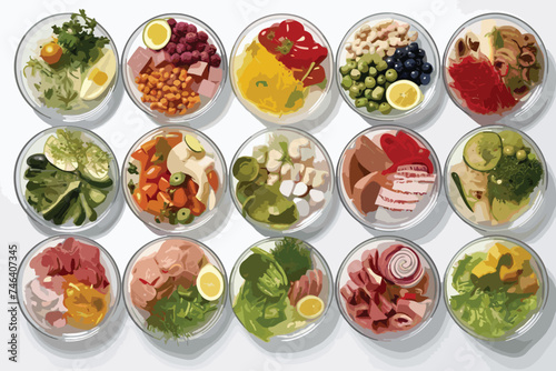 Vegetarian food. Food background. Various vegetables, legumes, seeds and nuts on a light background top view, flat lay