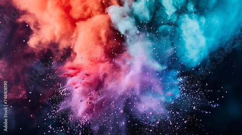 Holi colors splash explosion on dark background © Irfan Hameed