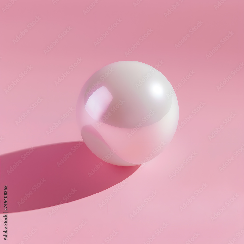 Pink oyster pearl isolated on light pink background