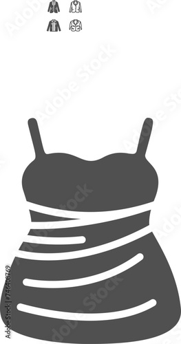 Evening dress icon. Evening dress on a white background. Element for style and fashion