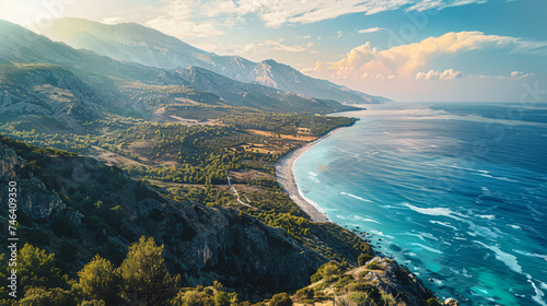 Aerial scenic view from Llogara pass mountains.