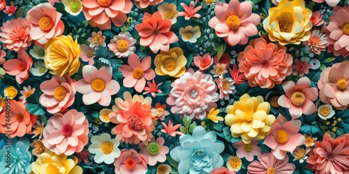 colorful different paper flower full background 