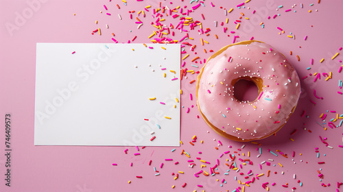 Donut background with white board in the middle