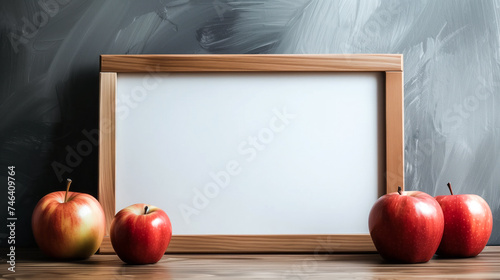Apple background with white board in the middle