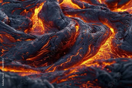 Realistic depiction of a molten magma surface, highlighting the intense heat and fluid patterns in a seamless, fiery background