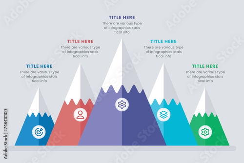 Route to Success Mountain Infographic Design is a successful startup business. Presentation slide template, Vector illustration