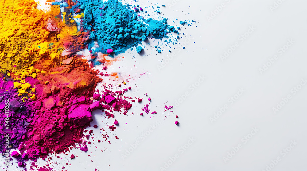 Obraz premium Colorful Holi powder on white background