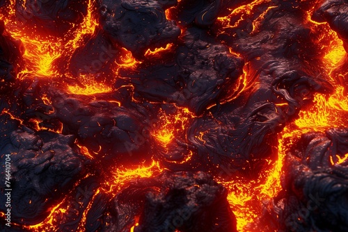 Realistic depiction of a molten magma surface  highlighting the intense heat and fluid patterns in a seamless  fiery background
