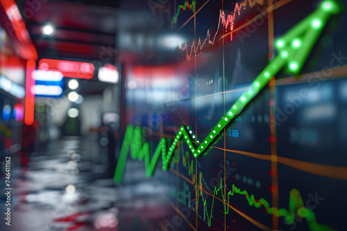 closeup of people cheering for the stock prices and chart showing inclining on big glass screens, at the stock market office