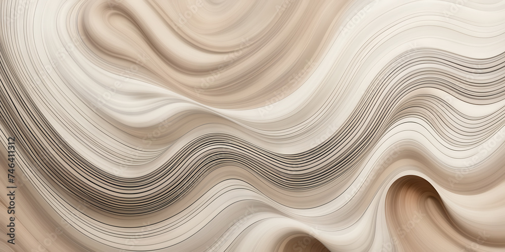 Abstract depiction of sinuous smoke trails in shades of pearl and silver against a backdrop of muted earth tones. - obrazy, fototapety, plakaty 