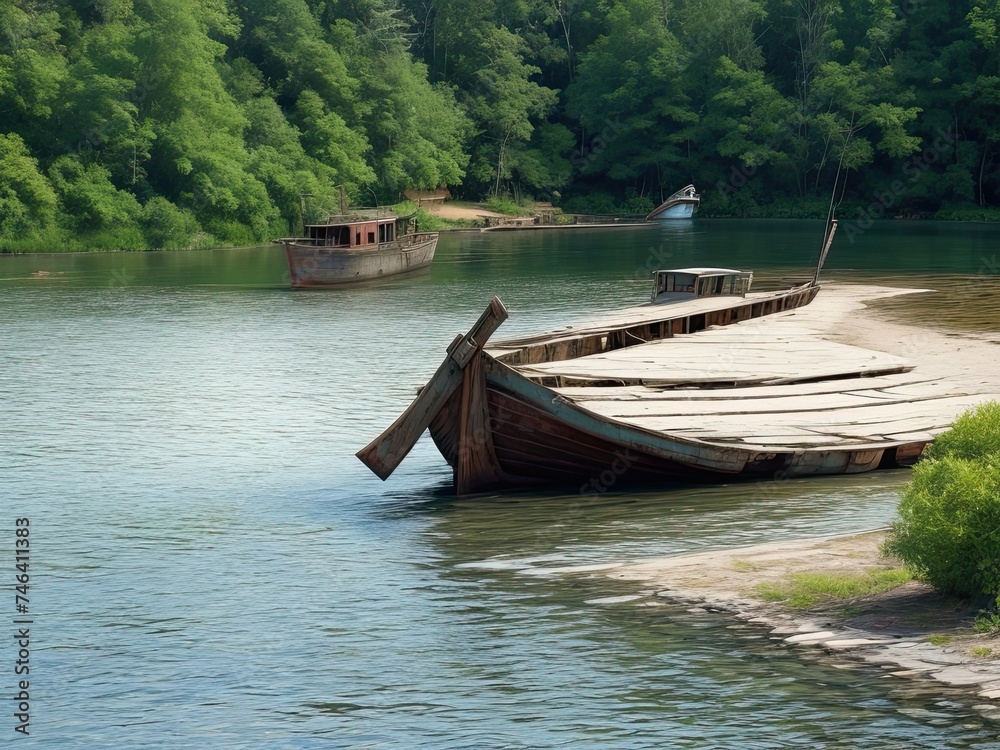 Free picture of an ancient, rusted fishing boat on the lake's sloping shore Free picture of an ancient, rusted fishing boat on the lake's sloping shore