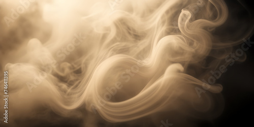 Close-up image of intricate patterns formed by billowing smoke against a backdrop of soft, diffused light.