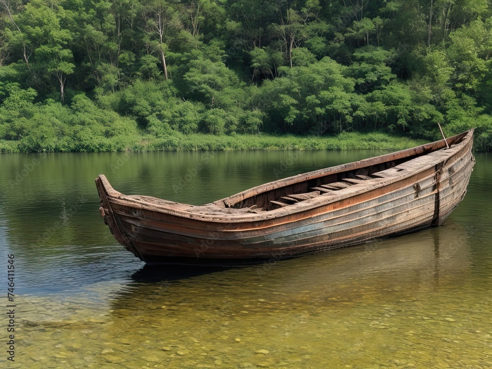 Free picture of an ancient, rusted fishing boat on the lake's sloping shore