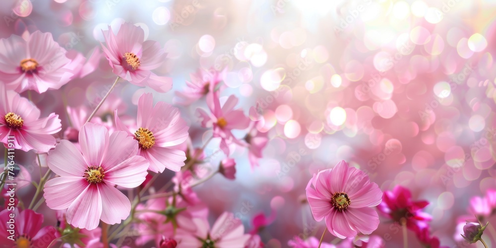 flowers background with bokeh light copy space 