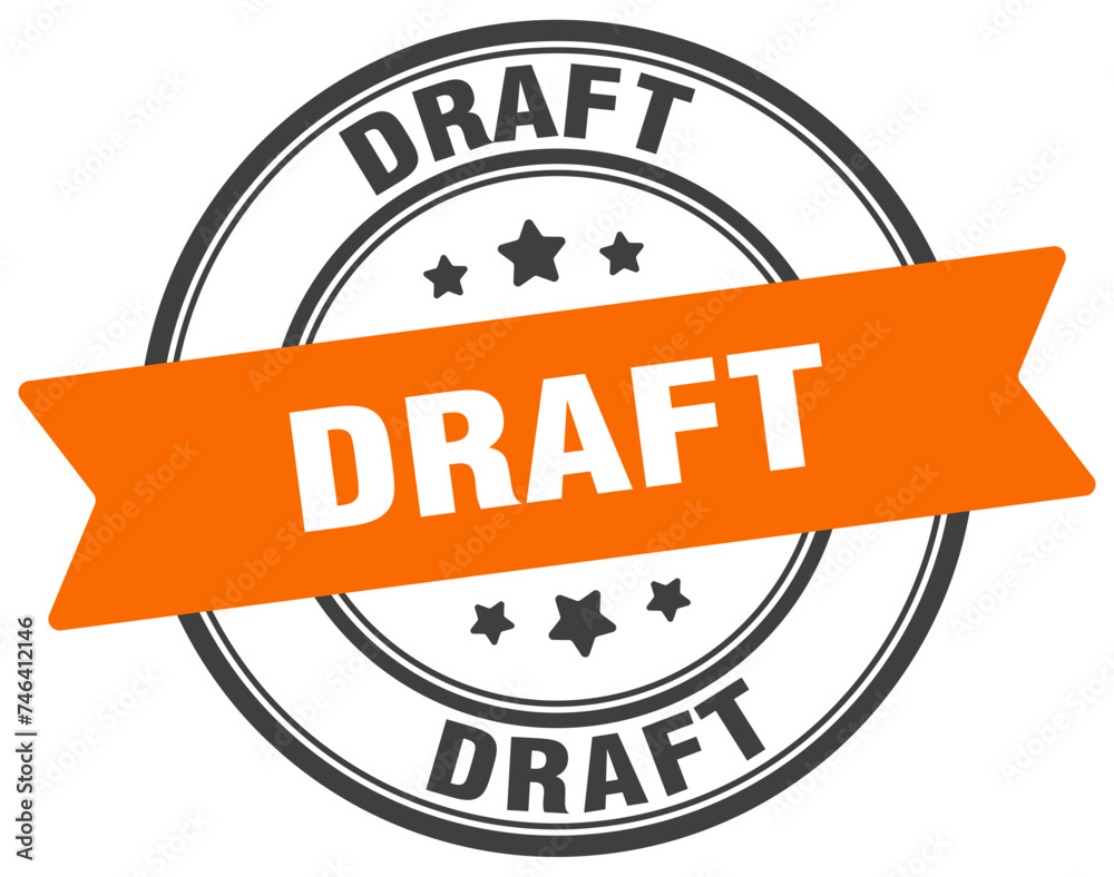 Fototapeta premium draft stamp. draft label on transparent background. round sign