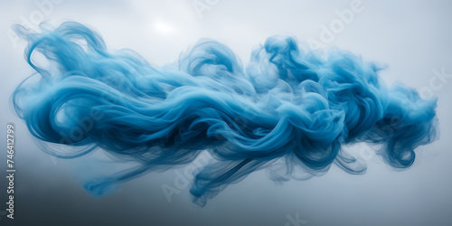 Image showcasing the intricate movement of azure smoke tendrils against a backdrop of stormy gray.