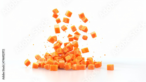Pile of fresh cubes and carrots 