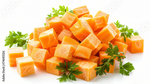 Pile of fresh cubes and carrots  © Data