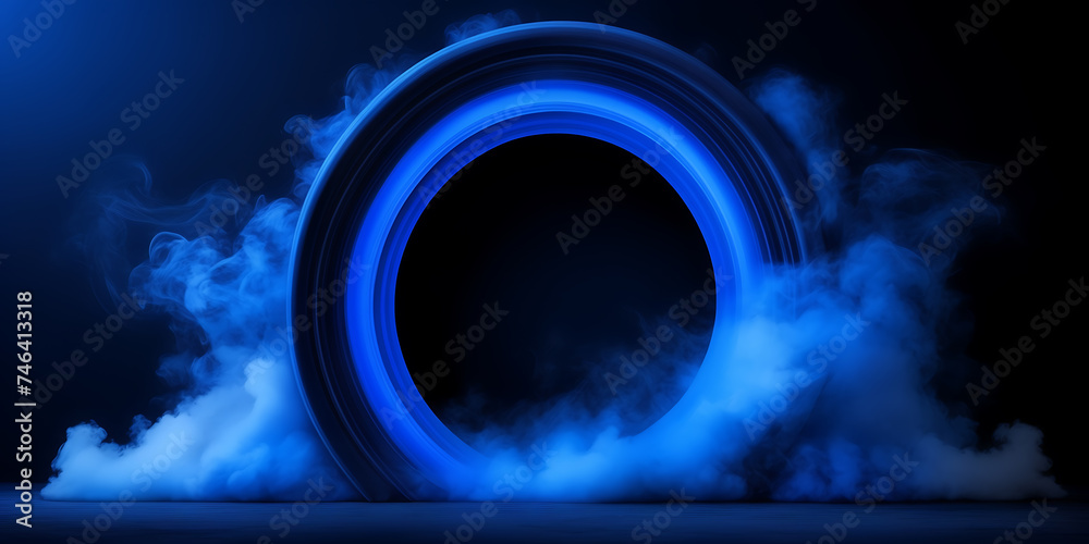 Image showcasing the elegant arch of cobalt blue smoke against a canvas of midnight black.