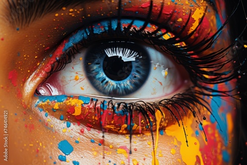 Dreamful Gaze. Close-up on a Woman Eye Capturing Dreams and Aspirations