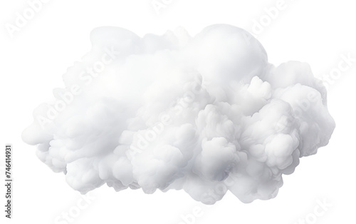 White Smoke Cloud Floating. The smoke appears to be originating from a source below, filling the atmosphere with its thick and hazy presence. on a White or Clear Surface PNG Transparent Background.