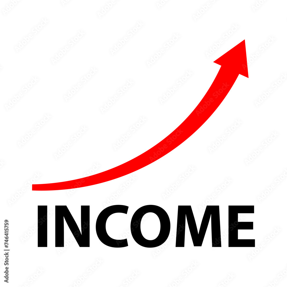 Red arrow up shows increasing income. Conceptual vector illustration Red arrow up shows increasing income. Conceptual vector illustration