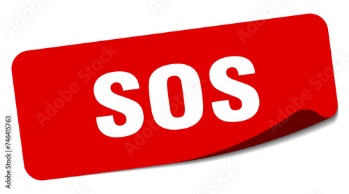 sos sticker. sos label