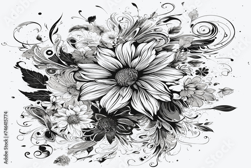 black and white flowers design