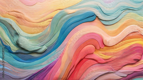 Colorful wave pastel wood texture with blocks. Generative AI.