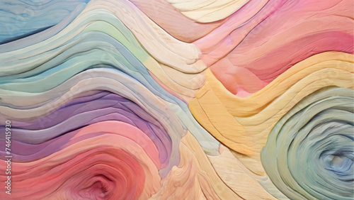 Colorful wave pastel wood texture with blocks. Generative AI.