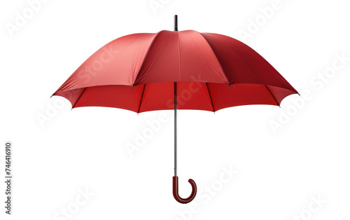 Red Umbrella Open. The umbrellas fabric is fully extended, creating a striking contrast with the plain backdrop. on a White or Clear Surface PNG Transparent Background.