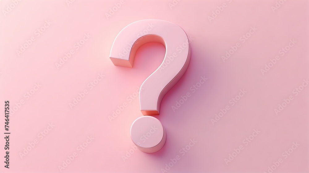 A 3D question mark in soft pink tones against a gradient background, symbolizing uncertainty, inquiry, and curiosity. Ideal for themes related to problem-solving, questions, and exploration of ideas. A 3D question mark in soft pink tones against a gradient background, symbolizing uncertainty, inquiry, and curiosity. Ideal for themes related to problem-solving, questions, and exploration of ideas.