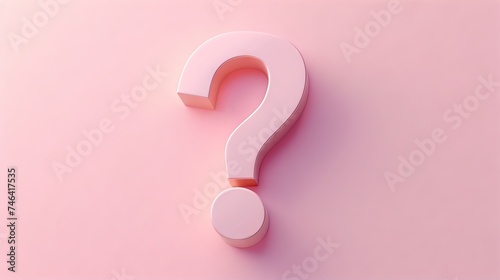 3D Render of a Question Mark on Pink Backdrop
