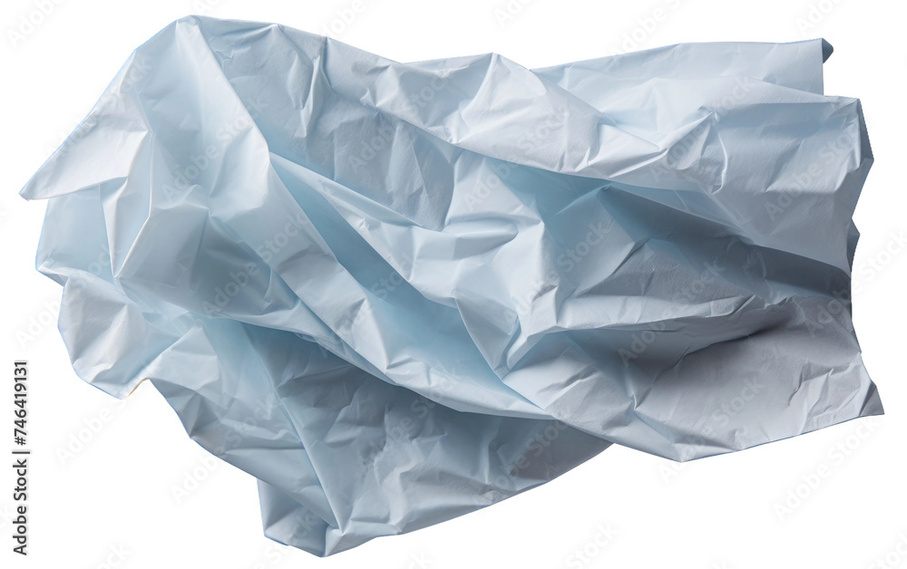 Obraz premium Crumpled Paper. A piece of crumpled paper lies on a stark its edges folded and creased. The paper appears to have been discarded. on a White or Clear Surface PNG Transparent Background.