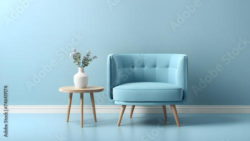 Home Design 3D Armchair. Front View of Teal Elegance. Perfect Addition to Interior Decor and Furniture © Jati