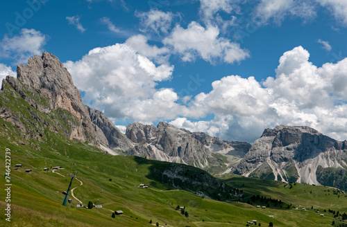 beautiful view of the rocky dolomites of south tyrol in summer