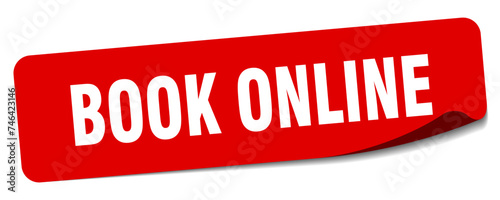 book online sticker. book online label