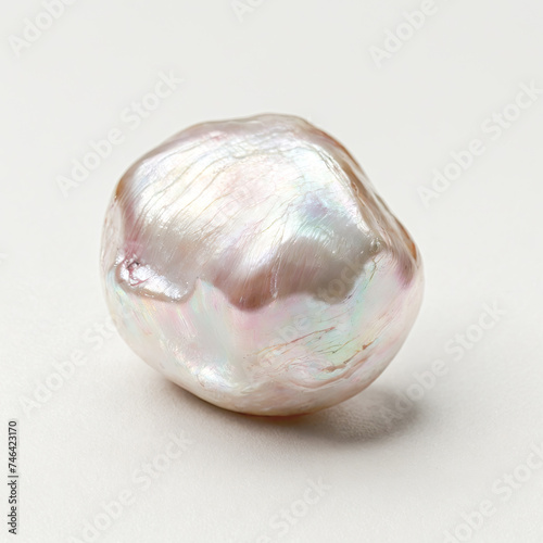 Baroque pearl isolated on white background, beautiful uneven cultured freshwater pearl
