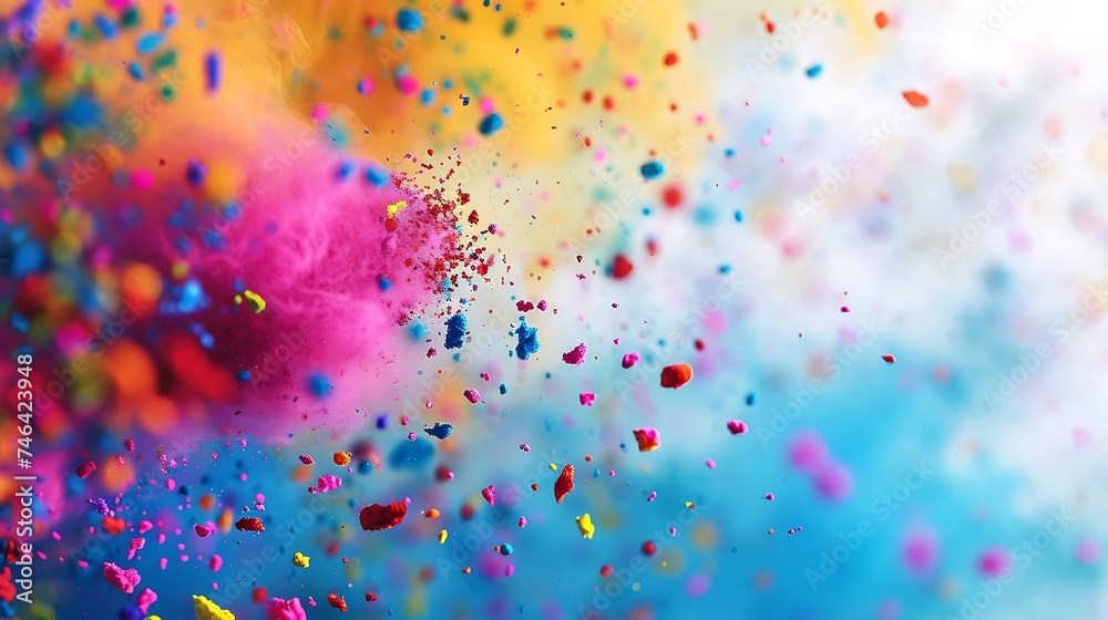 Obraz premium Colorful Holi festival colors over plain surface