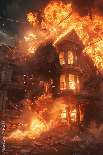 A burning house