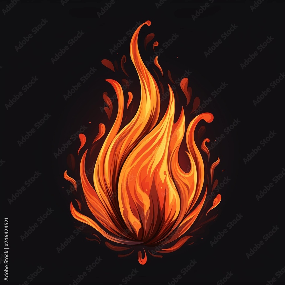 Vector Illustration. Bright Hot flame of fire for universal designs