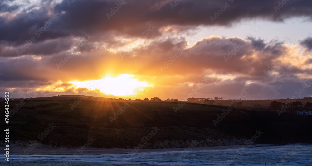 Fototapeta premium lelant near carbis bay and st ives at sunset cornwall uk 