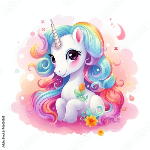 Vector Illustration. Beautiful rainbow unicorn is used to design cards, banner, invitation.