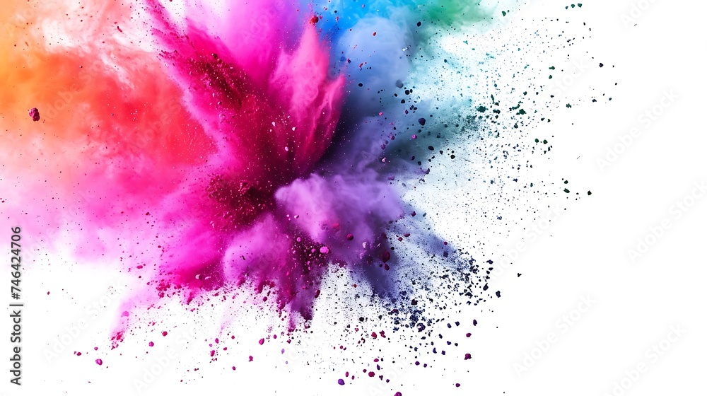 Colorful Holi powder on white background Colorful Holi powder on white background