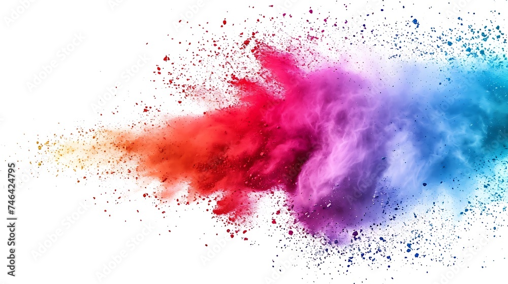 Colorful Holi powder on white background