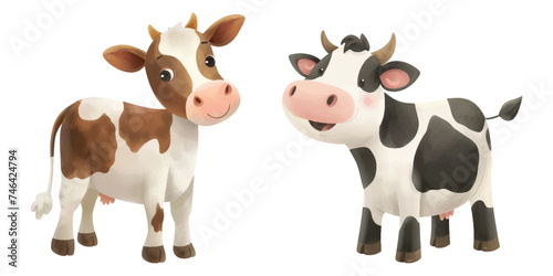 Fototapeta Naklejka Na Ścianę i Meble -  cute cow watercolor vector illustration