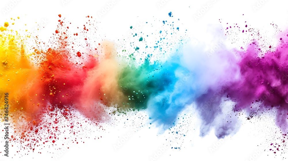 Colorful Holi powder on white background Colorful Holi powder on white background
