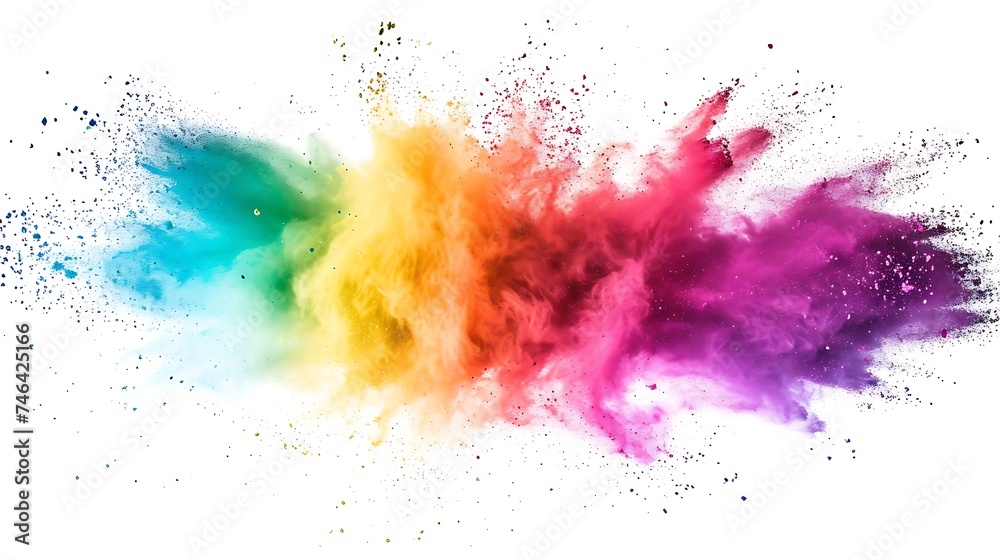 Fototapeta premium Colorful Holi powder on white background