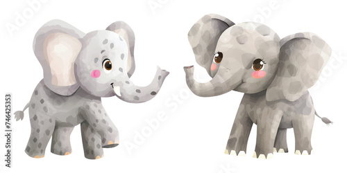 cute elephant soft watercolour vector illustration © Finkha
