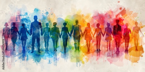 Colorful upper body silhouettes of different working people as human resources and inclusion concept